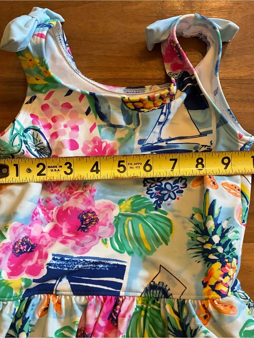 Gymboree Blue Floral Peplum One-Piece Swimsuit